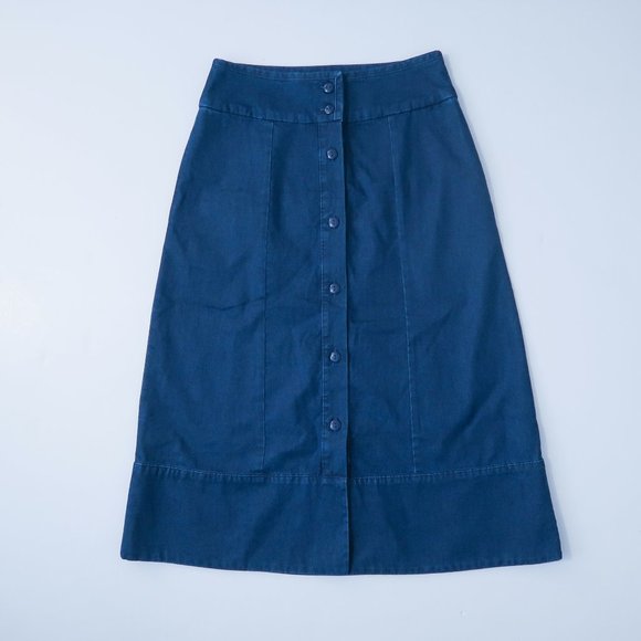 A.P.C. Dresses & Skirts - A.P.C. denim button front aline midi skirt sz. 38